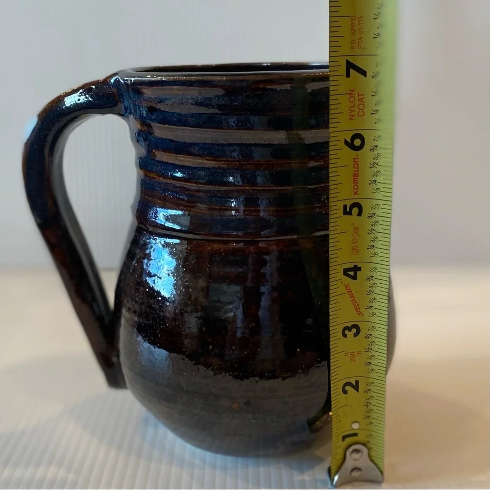 Vintage Pottery Artist Signed T T 2004 Studio Art Pitcher  Glazed